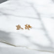 18K Yellow Gold Cross Stud Earrings With Zircons / 1gr