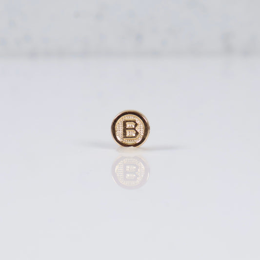 18K YG Letter B Textured Ironwork / 0.2gr / 7mm /