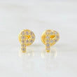 18K Yellow Gold Letter P Stud Earrings With Zircons / 0.65gr / 6mm