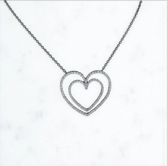 18K White Gold Diamond Big Heart Jewelry Set 1.59Ct / 12gr