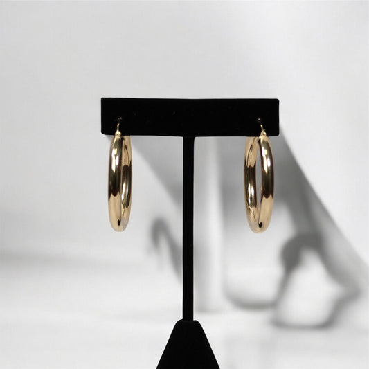 10K YG Fashion Hoop Earrings / 3.21gr / 1in