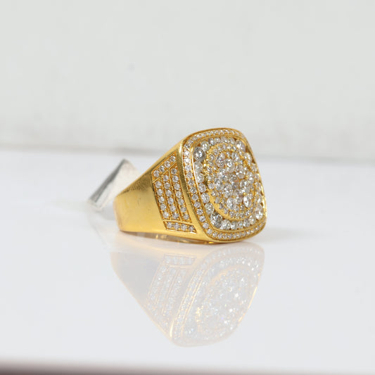 14K Yellow Gold Diamond Square Ring Ct Dia  / 10.7gr / Size 10