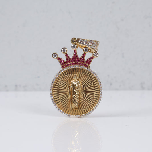 Saint Judes Crown Pendant 10K Yellow Gold With Zirconia / 9.6gr
