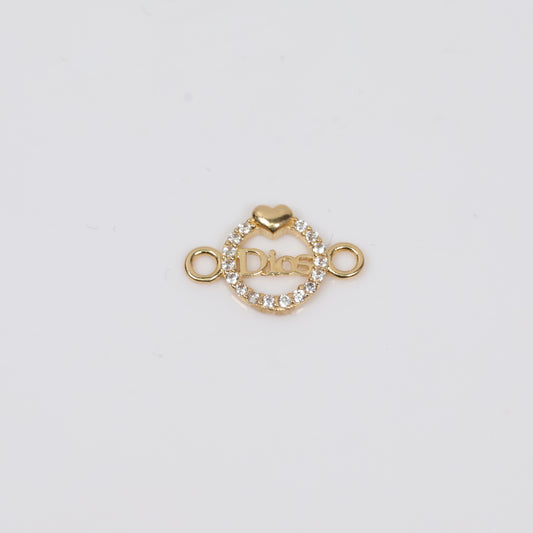 18K YG Dios - Little Heart Ironwork / 0.45gr / 0.3in / White Zircons