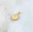 18K Yellow Gold Letter F Mate Pendant Bordered Circle / 0.55gr / 0.3in