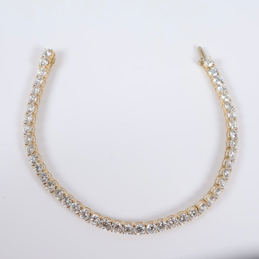 14K YG Lab Diamond Tennis Bracelet / 8.3gr / 4mm / 7in / 10.83Ct Lab Dia
