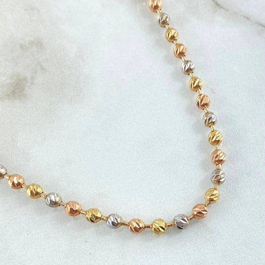 18K Three Colour Gold Military Balls Diamond Cut Chain / 21gr / 3mm / 24.5in