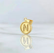 18K Yellow Gold Letter N Mate Pendant Bordered Circle / 0.58gr / 0.3in