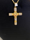 10K Yellow Gold Cross Pendant With Zircons / 2.7gr