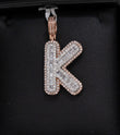 Letter K Pendant 10K Rose-White Gold With Diamond / 3.2gr