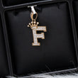 Letter F Pendant 10K Yellow Gold With Zirconia / 2.9gr