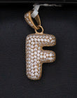 Letter F Pendant 10K Yellow Gold With Zirconia / 3gr