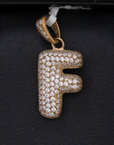 Letter F Pendant 10K Yellow Gold With Zirconia / 3gr