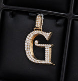 Letter G Pendant 14K Yellow Gold With Diamond / 7gr