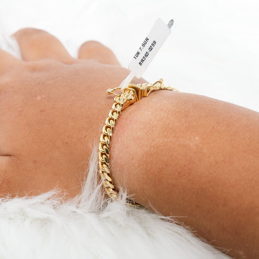 10K Yellow Gold Baby Plate Micro Cuban Bracelet / 6gr / 6in