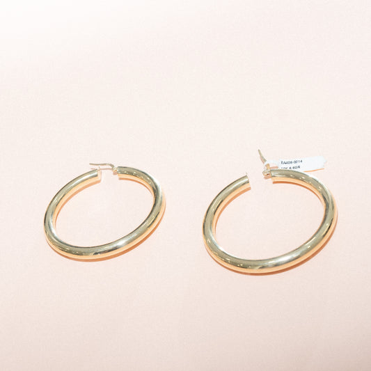 10K Yellow Gold Plain Hoop Earrings / 6.6gr