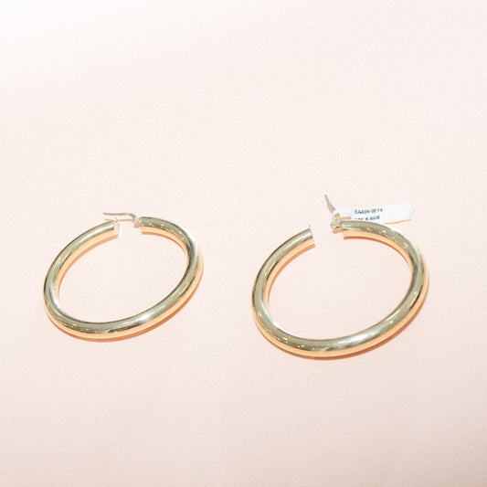 10K Yellow Gold Plain Hoop Earrings / 6.6gr