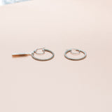 14K White Gold Circle Hoop Earrings / 5.3gr