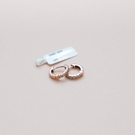 14K Rose Gold Diamond Hoop Earrings 0.22Ct / 1.4gr