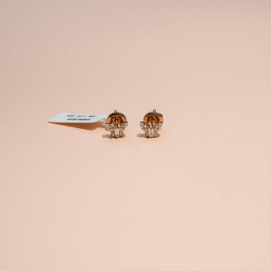 14K Rose Gold Butterfly Diamond Stud Earrings 0.54Ct / 1.2gr