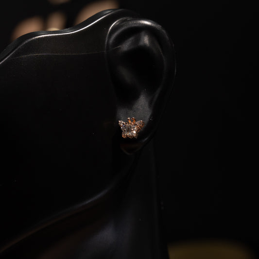 14K Rose Gold Butterfly Diamond Stud Earrings 0.54Ct / 1.2gr