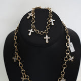 14K Yellow Gold Cross Jewelry Set Chain/Bracelet / 21.3gr