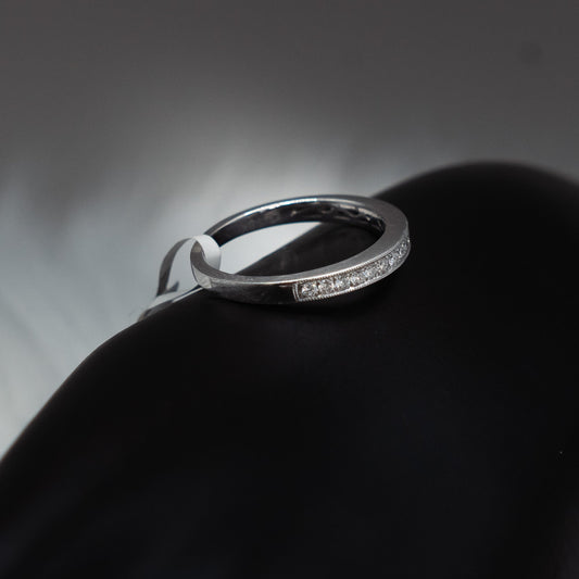 Eternity Engagement Ring 18K White Gold With Diamonds / 3gr / Size 6.6