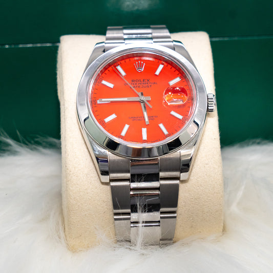 Rolex Date Just 126300 41Mm Red Face 2019 Oyster Aftermarket