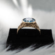 Round Blue Stone Ring 14K Yellow Gold / 9gr / Size 8.5