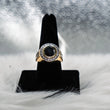 Black Crystal Ring 10K Yellow Gold With Zirconia / 9.5gr / Size 10.5