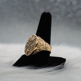 Flower Ring 10K Yellow Gold With Zirconia / 16.8gr / Size 12
