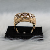 Flower Ring 10K Yellow Gold With Zirconia / 16.8gr / Size 12