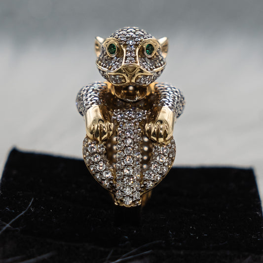 Panther Ring 10K Yellow Gold With Zirconia / 10,4gr / Size 8