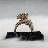 Panther Ring 10K Yellow Gold With Zirconia / 10,4gr / Size 8