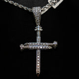 Medium Sword Cross Pendant 14K White Gold With Diamond / 1.3gr