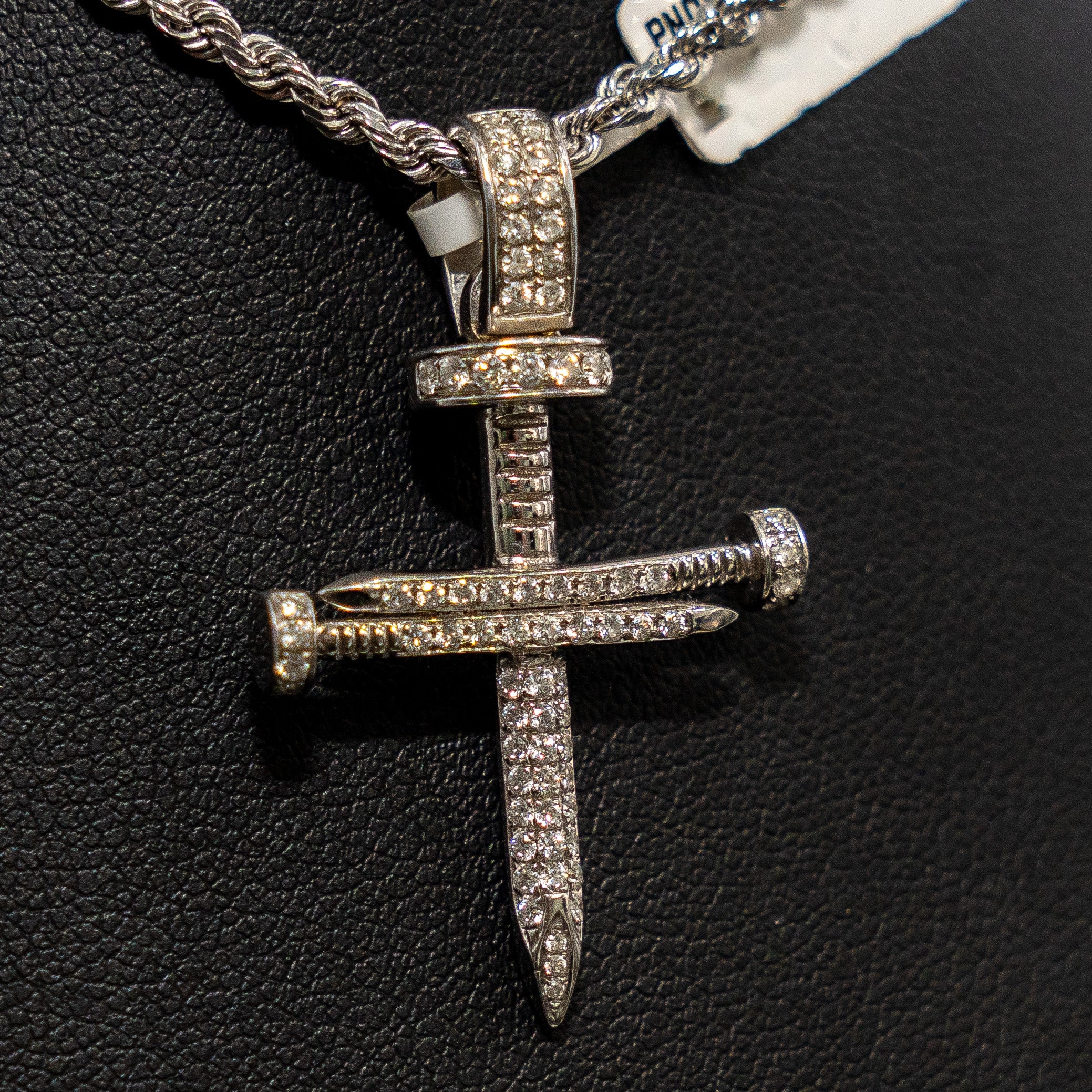 Diamond Sword Cross Pendant 14K White Gold / 6.2gr