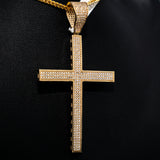 White Zirconia Cross Pendant 10K Yellow Gold / 7.5gr