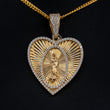 Virgen Maria Heart Pendant 10K Yellow Gold With Zirconia / 10gr