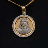 Jesus Face Pendant 14K Yellow - White Gold With Zirconia / 9gr