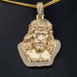 Jesus Christ Pendant 14K Yellow Gold With Zirconia / 9.9gr