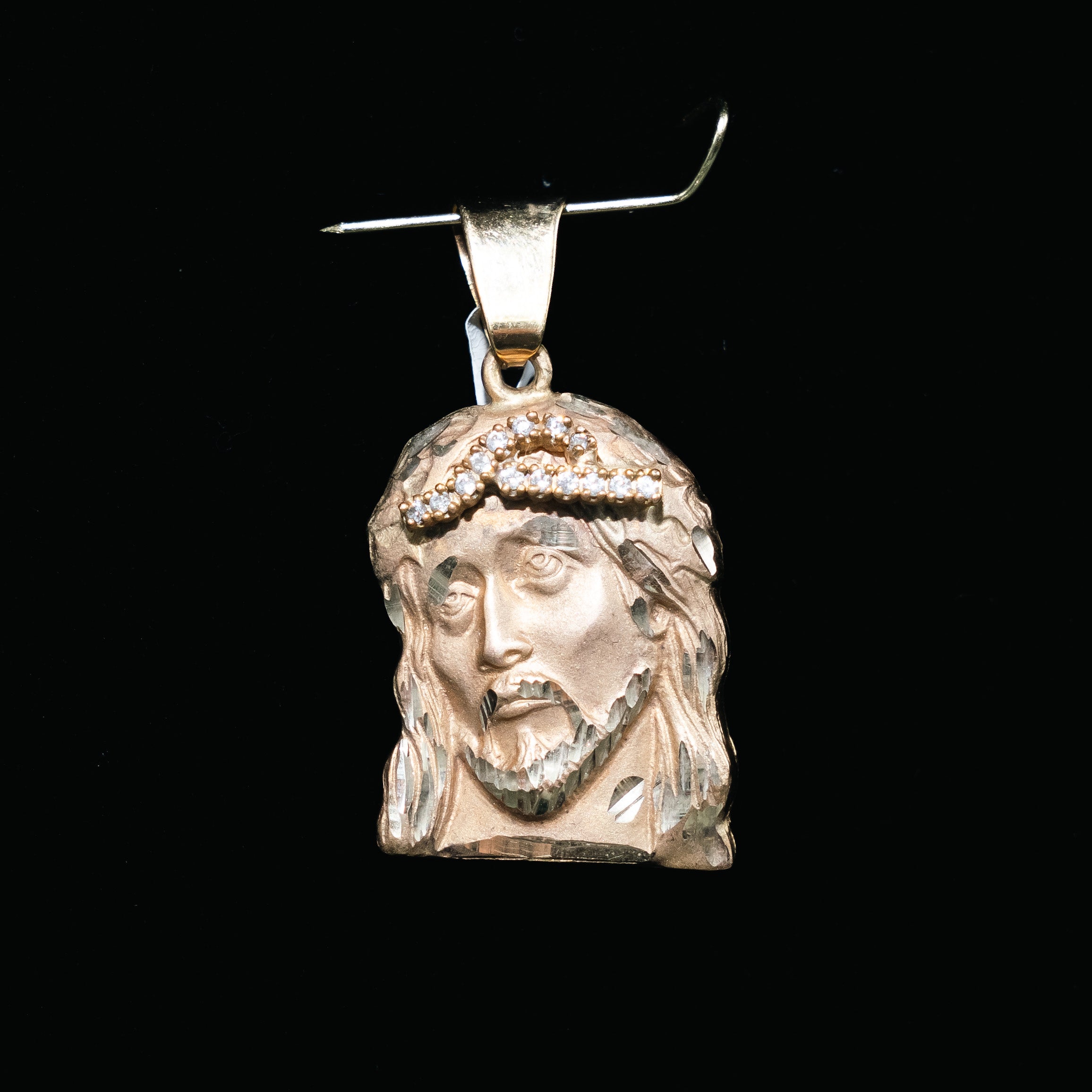 Jesus Face Pendant 10K Yellow Gold With Zirconia / 7gr