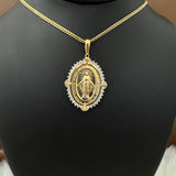 18K Yellow Gold Virgen Milagrosa Pendant With Zircons / 11.5gr