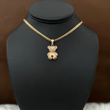 18K Rose Gold Bear Pendant With Black/White Zircons / 4.5gr