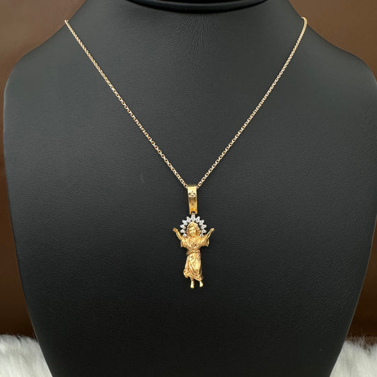 18K Yellow - White Gold Divino Niño Pendant With Zircons / 3.9gr