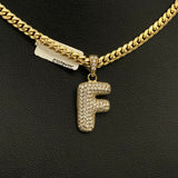 Letter F Pendant 10K Yellow Gold With Zirconia / 3gr