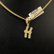Letter H Pendant 14K Yellow Gold With Diamond / 3.6gr