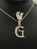 Letter G Pendant 14K White Gold With Diamond / 6.8gr