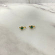 14K Yellow Gold Luxury Flower Stud Earrings With Green Zircons / 1.3gr