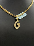 Letter G Pendant 14K Yellow Gold With Diamond / 3.3gr