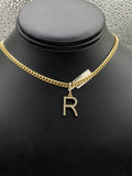 Letter R Pendant 10K Yellow Gold With Diamond / 2.7gr
